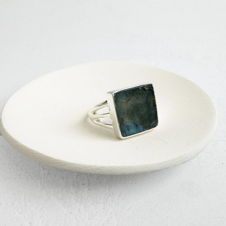 Labradorite Triple Band Ring in Gold and Silver