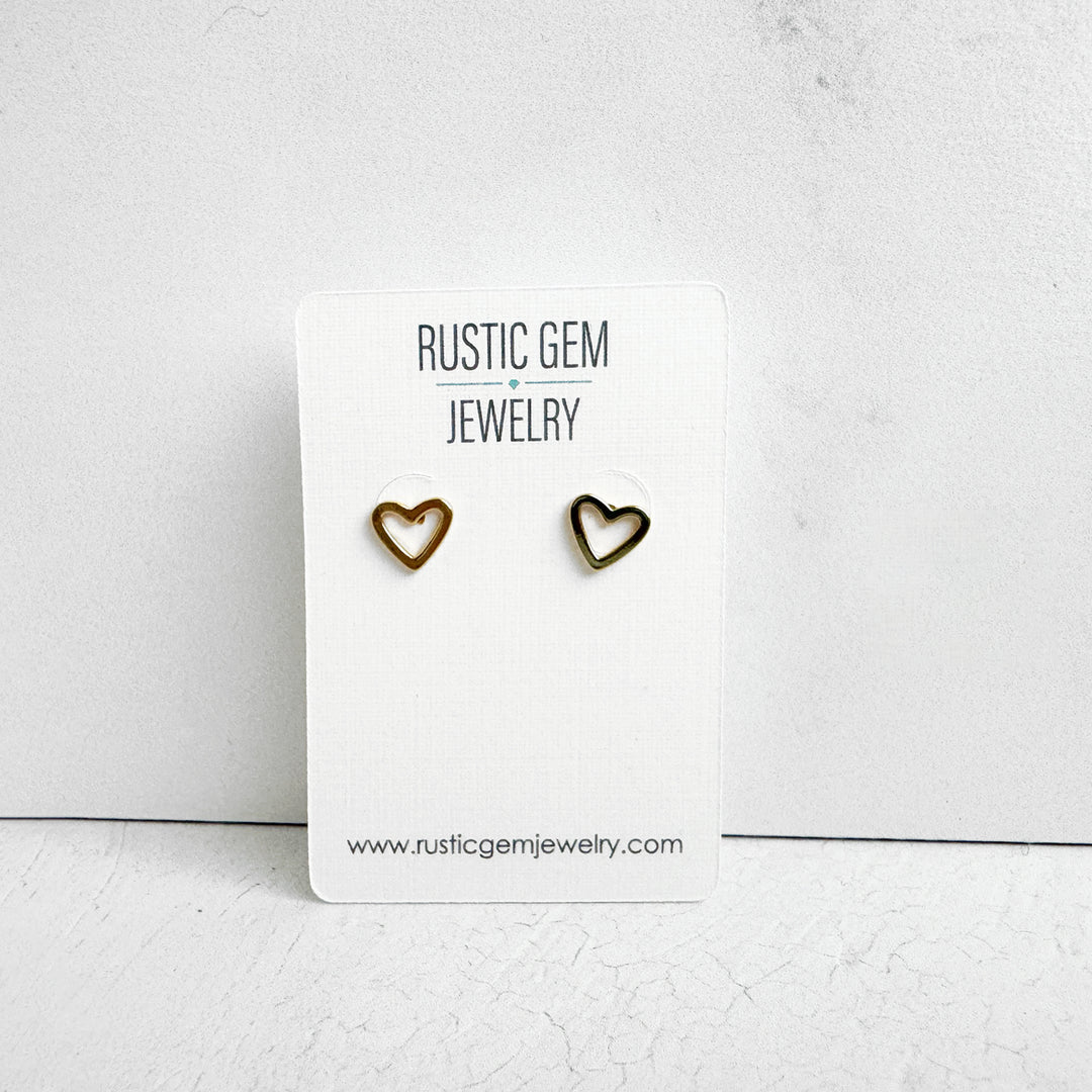 Open Heart Stud Earrings in 18k Gold Plating