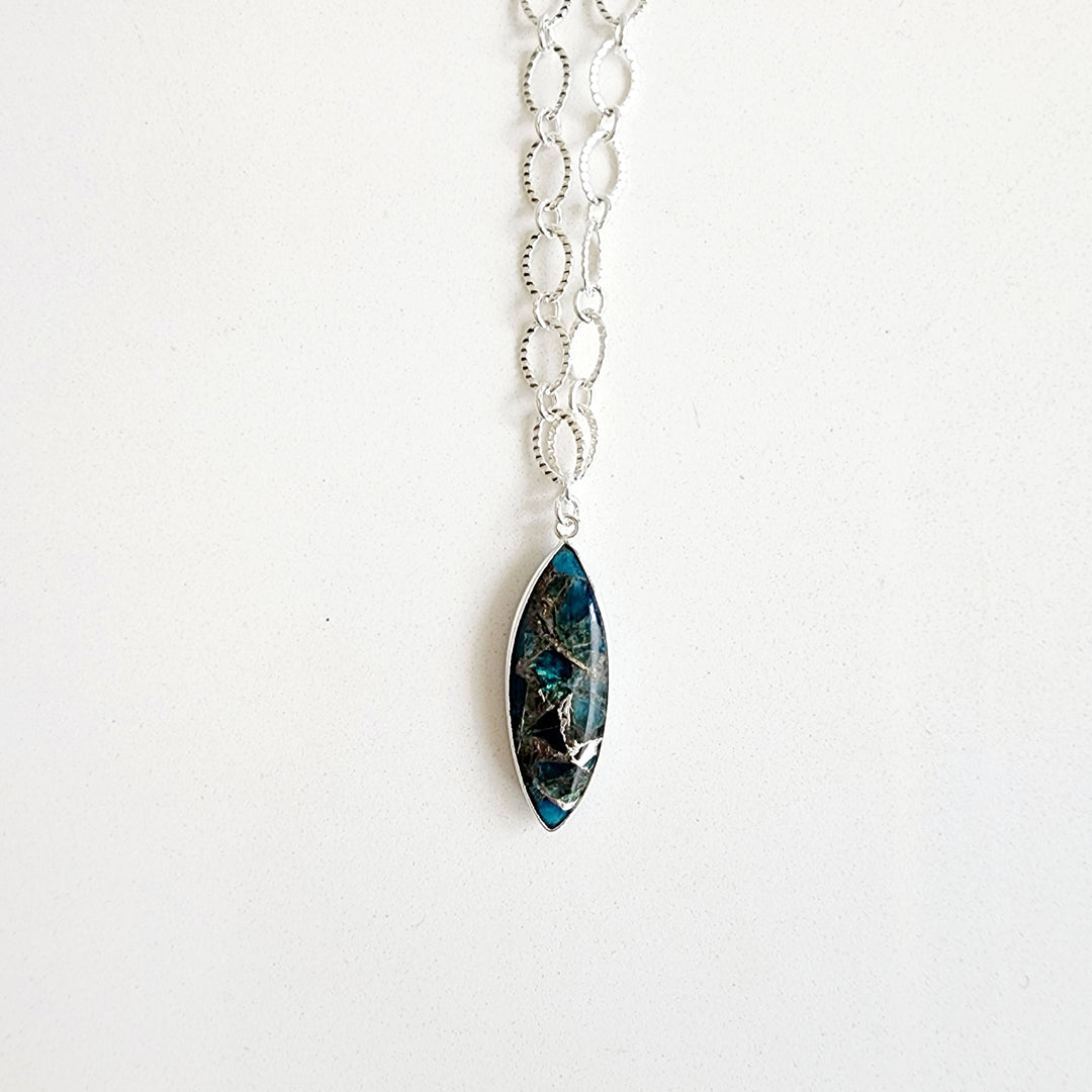 Teal Marquise Mojave Necklace with Chunky Silver Chain