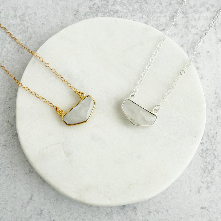 Moonstone Chevron Bezel Necklace