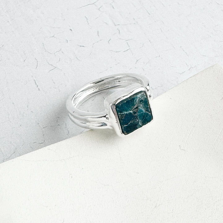 Apatite Mojave Square Wrap Ring in Gold and Silver