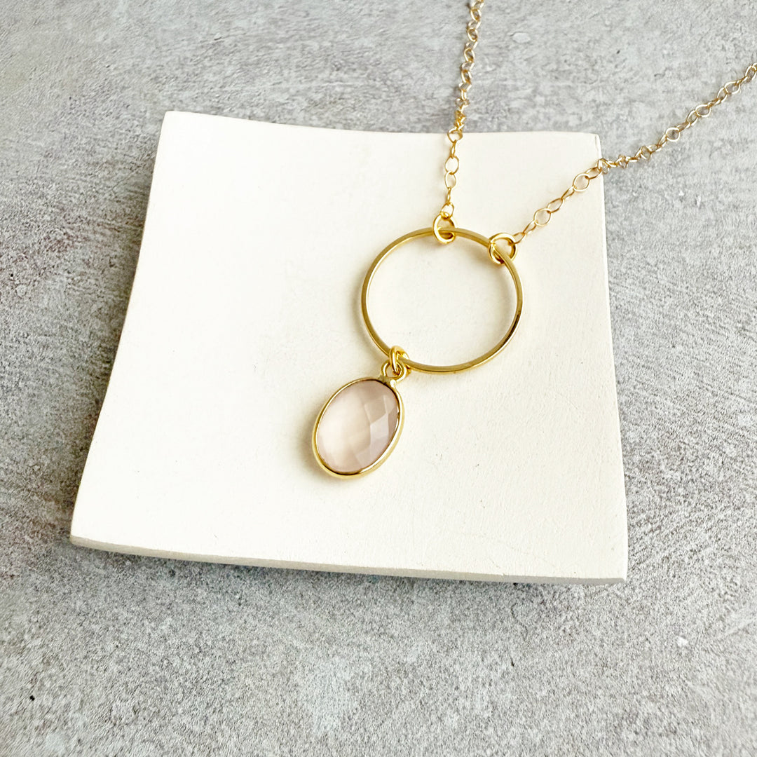 Gemstone and Circle Pendant Necklaces in Gold