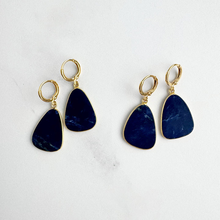 Statement Gemstone Slice Drop Earrings in Gold - Soladite