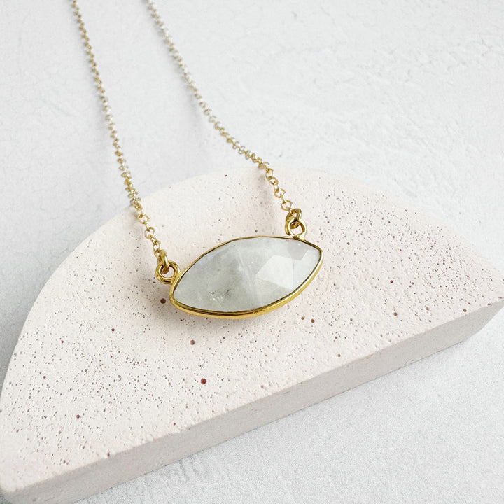 Faceted Moonstone Marquise Necklace in 14k Gold Filled