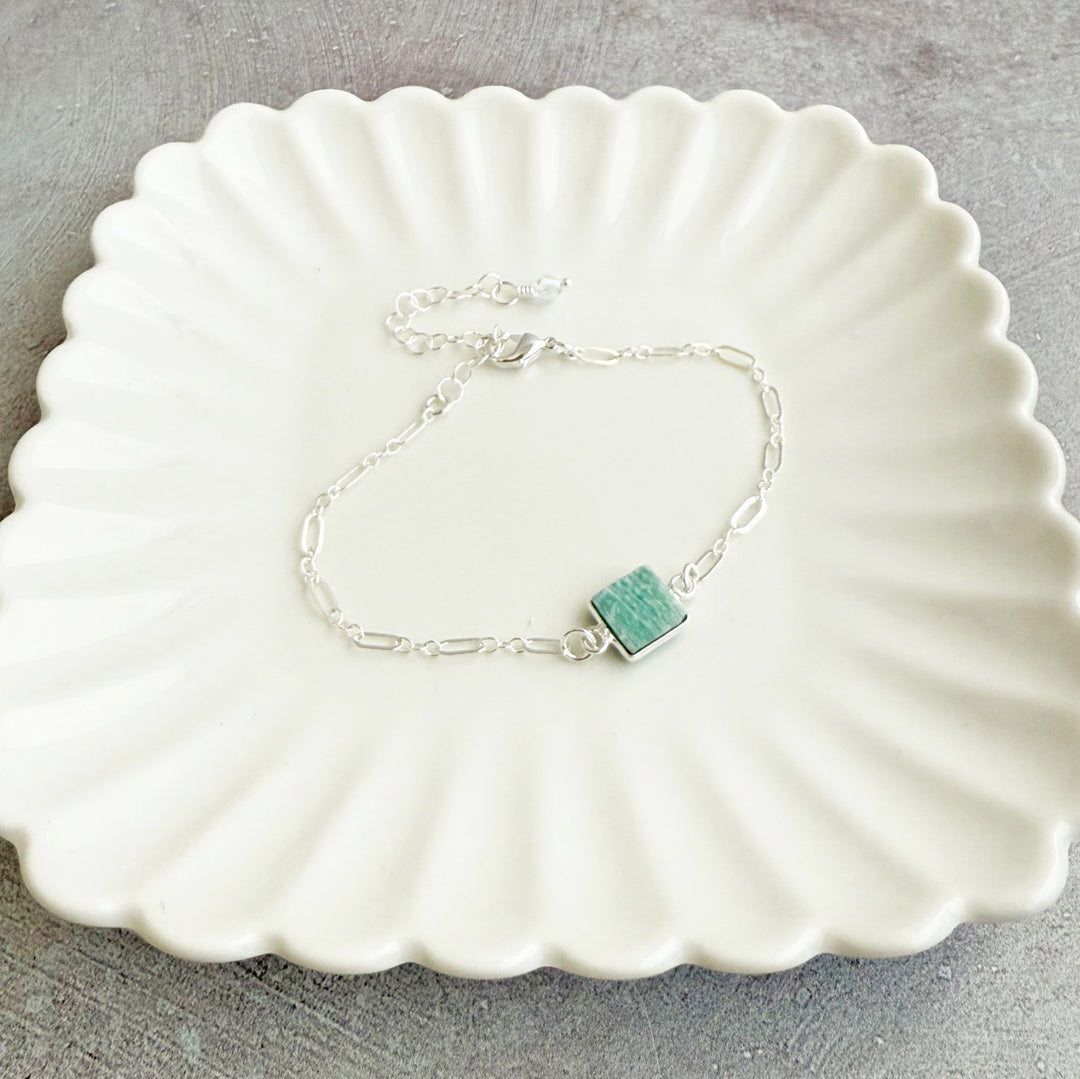 Amazonite Chain Bracelet in Sterling Silver