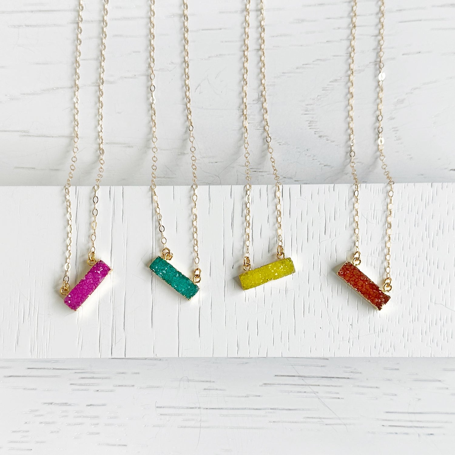 Druzy hot sale bar necklace