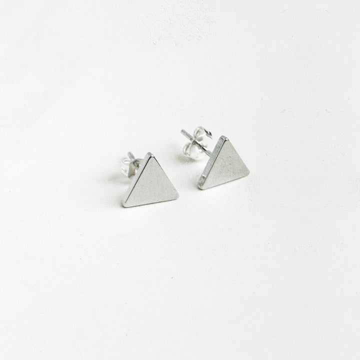 Triangle Stud Earrings in Silver