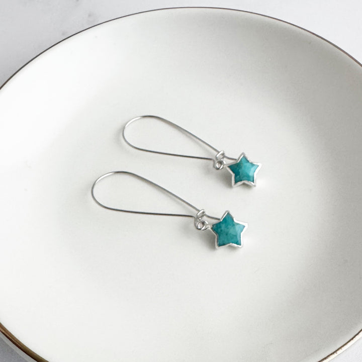 Turquoise Star Drop Earrings in Silver