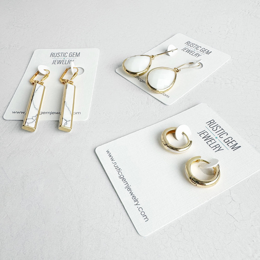 White Stone Earrings Bundle