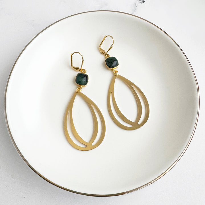 Emerald and Layered Teardrop Statement Earrings