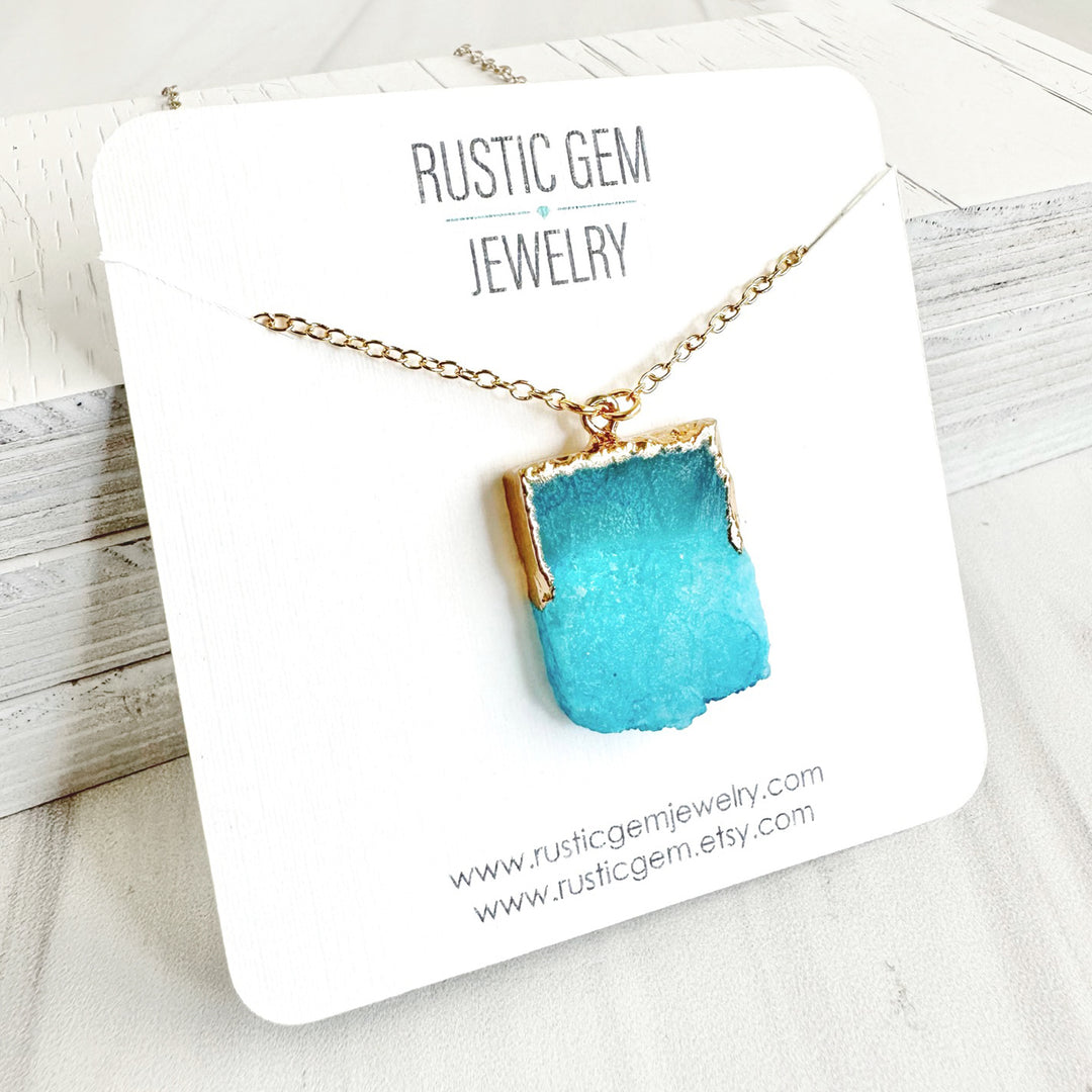 Teal Chunky Druzy Necklace in Aqua Geode Necklace
