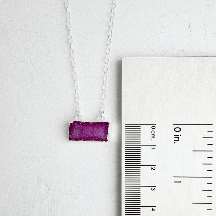 Fuchsia Druzy Bar Necklace in 14k Gold Filled and Sterling Silver