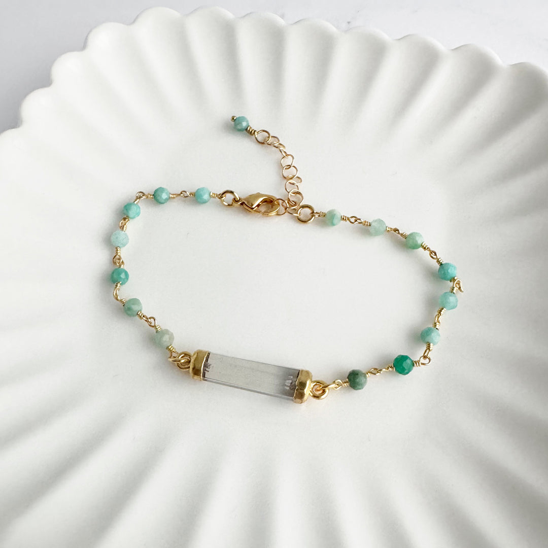 Crystal Beaded Gemstone Chain Bracelet in Gold