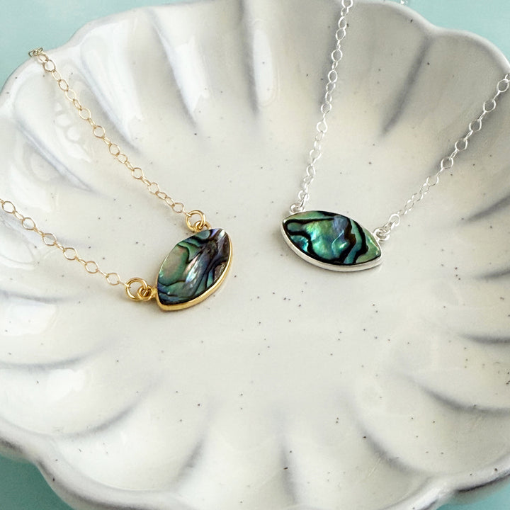 Abalone Marquise Bezel Pendant Necklace