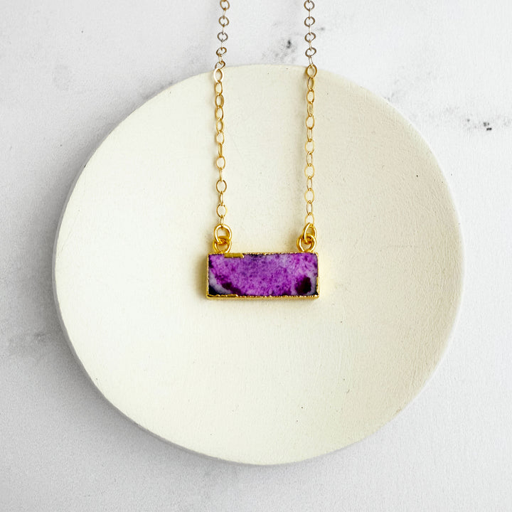 Pink Solar Quartz Bar Necklace