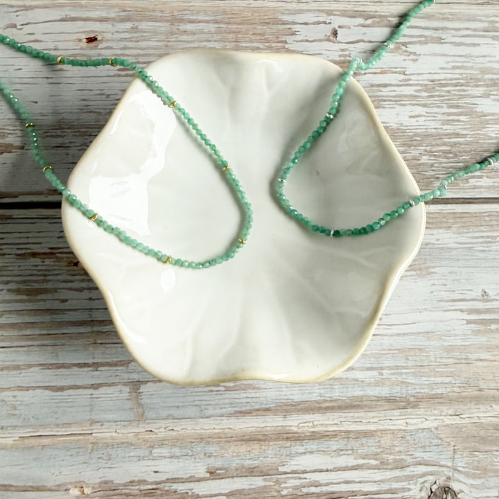 Dainty Beaded Gemstone Necklace with Turquoise