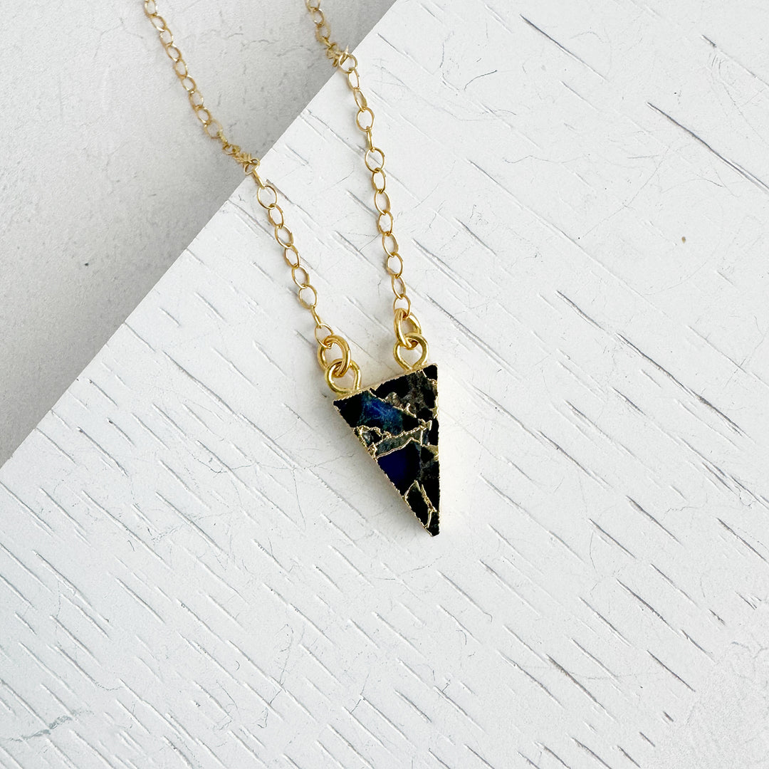 Sapphire Mojave Triangle Necklace in Gold and Silver