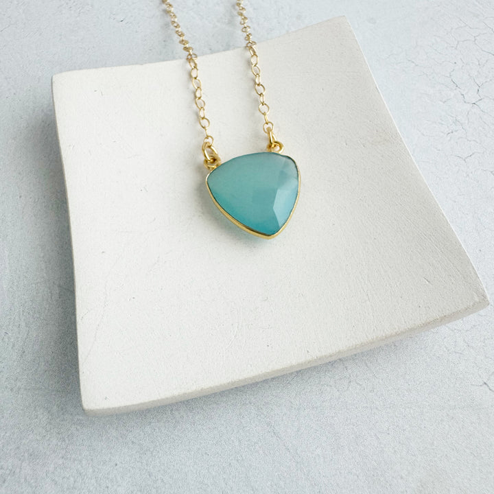 Light Blue Chalcedony Trillion Necklace