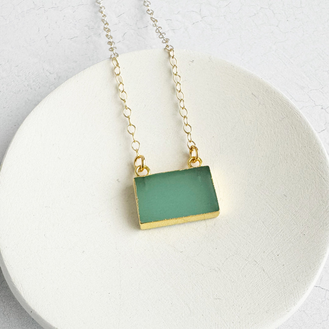 Aqua Chalcedony Bar Necklace in 14k Gold Filled and Sterling Silver