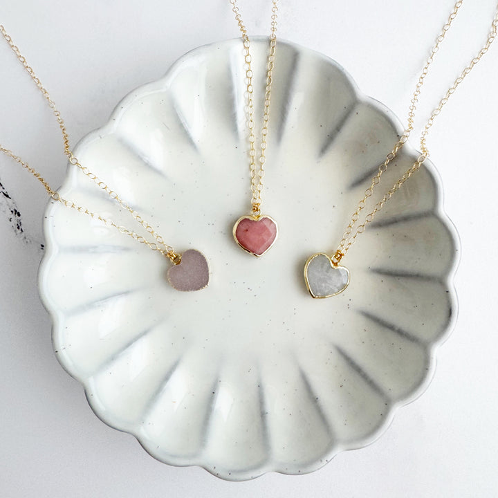 Dainty Heart Gemstone Necklace in Gold