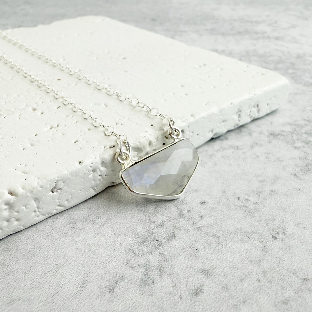Moonstone Chevron Bezel Necklace