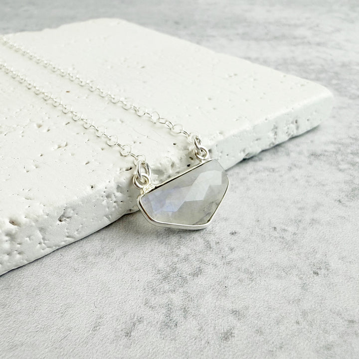 Moonstone Chevron Bezel Necklace