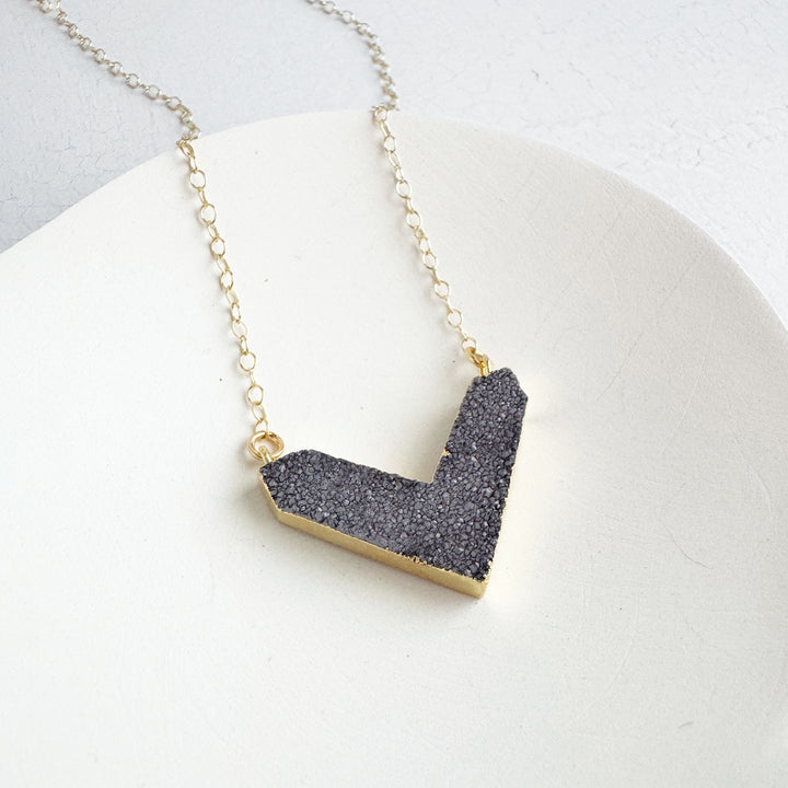 Druzy Chevron Necklace in 14k Gold Filled