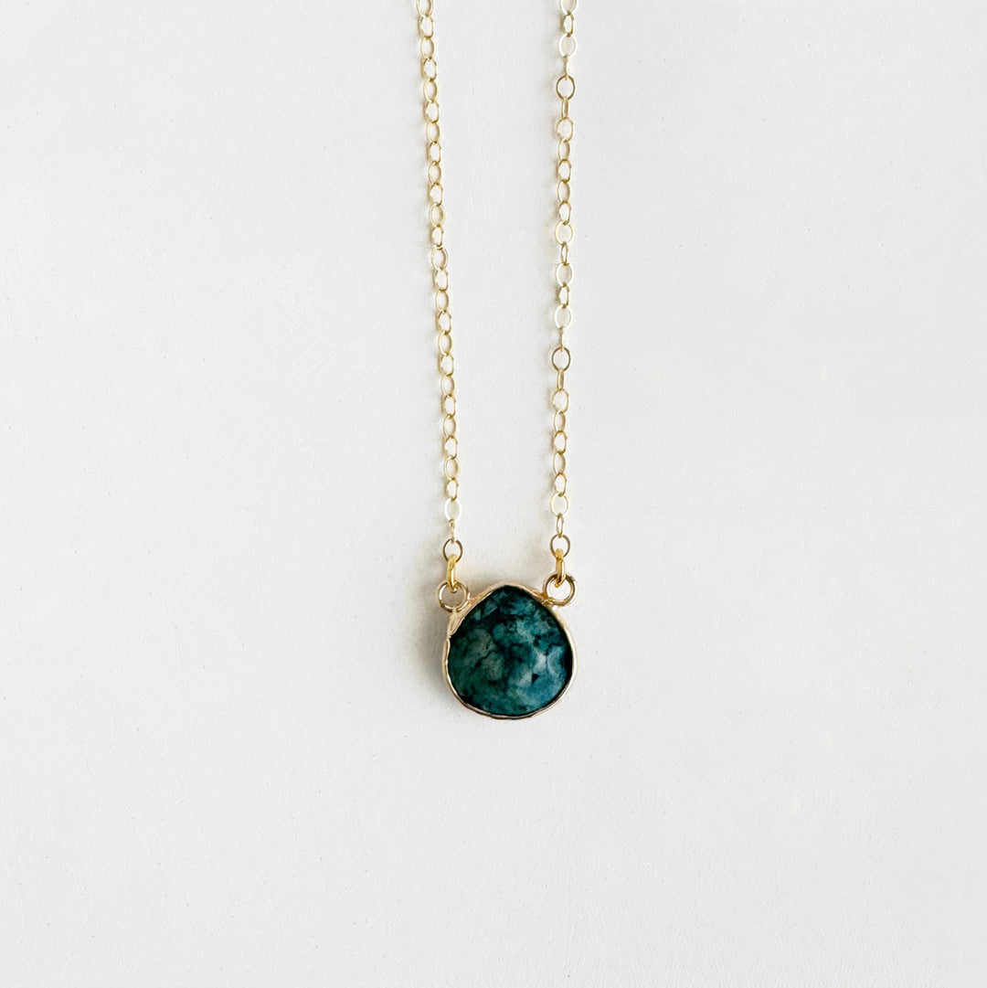 Faceted Jade Teardrop Necklace in 14k Gold Filled