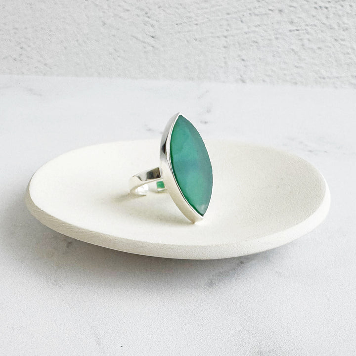 Marquise Statement Ring – Green Onyx