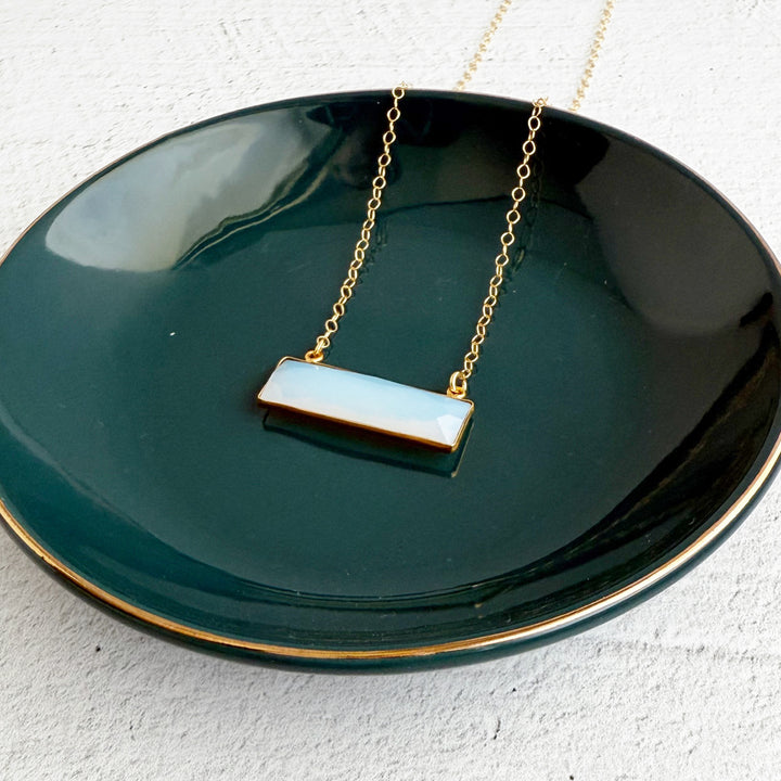 Moonstone Bar Necklace in Gold