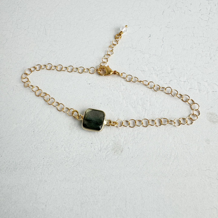 Labradorite Bezel Adjustable Chain Bracelet in 14k Gold Filled