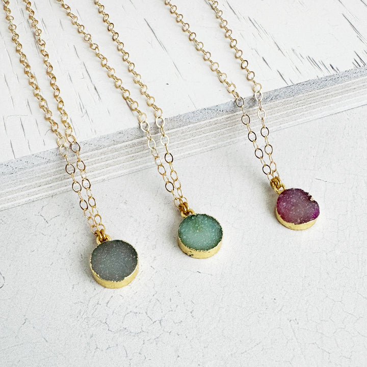 Dainty Druzy Drop Necklace in 14k Gold Filled