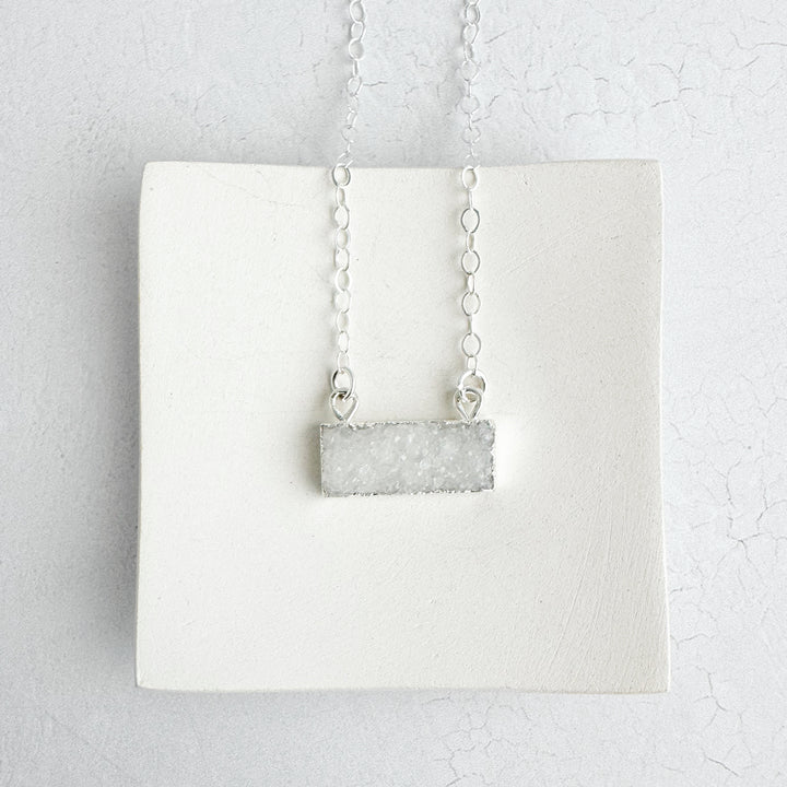 Small White Druzy Bar Necklace in 14k Gold Filled and Sterling Silver