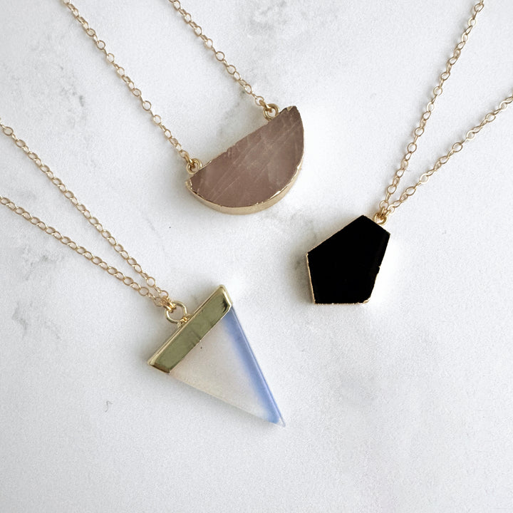 Geometric Stone Pendant Necklaces Bundle