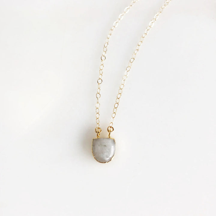 Moonstone Dot Necklace in Gold. Dainty Gold Necklace. Delicate Necklace. Gift.