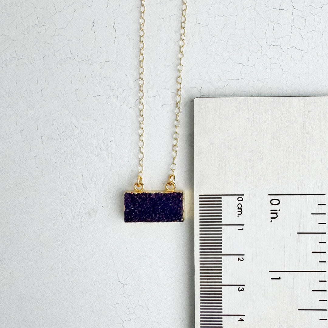 Purple Druzy Bar Necklace in 14k Gold Filled and Sterling Silver