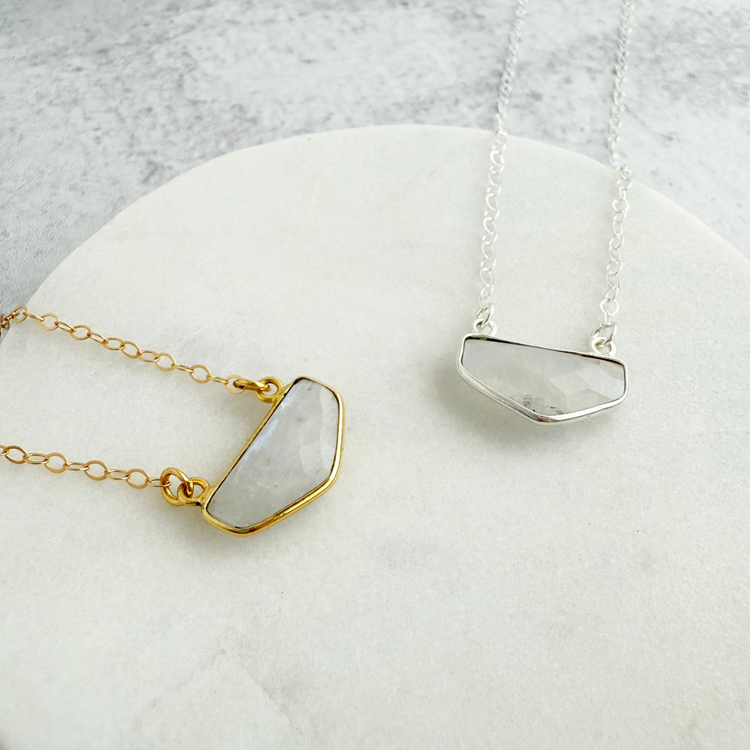 Moonstone Chevron Bezel Necklace