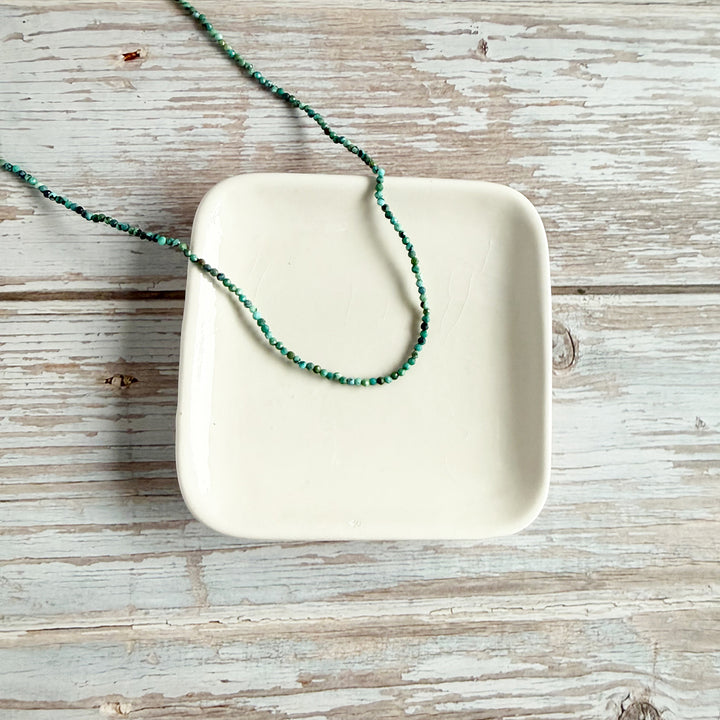 Dainty Beaded Gemstone Necklace with Emerald