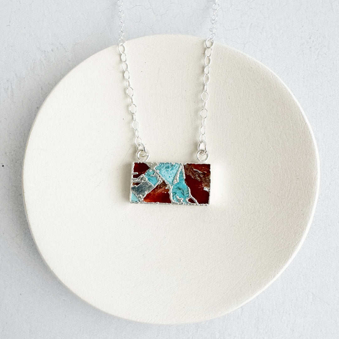 Turquoise and Red Mojave Bar Necklace in 14k Gold Filled and Sterling Silver