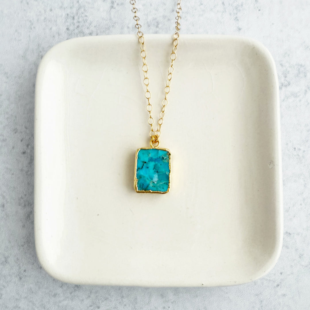Turquoise Freeform Rectangle Slice Necklace
