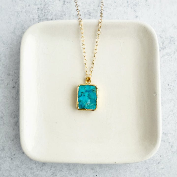 Turquoise Freeform Rectangle Slice Necklace