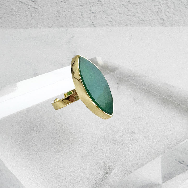 Marquise Statement Ring – Green Onyx