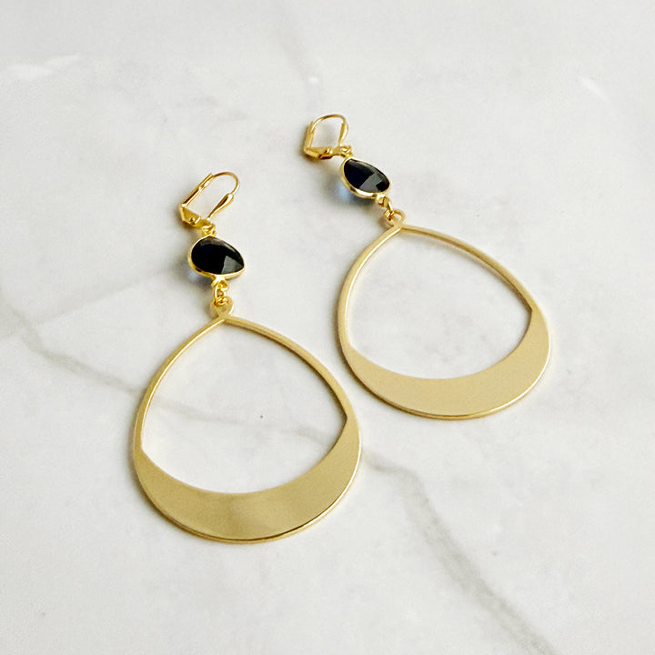 Blue Chalcedony and Teardrop Statement Earrings in Gold