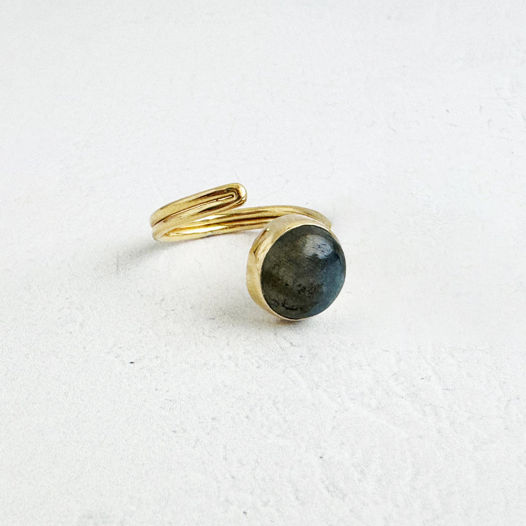 Labradorite Wrap Ring in Gold and Silver