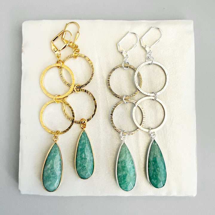 Amazonite Double Circle Dangle Earrings