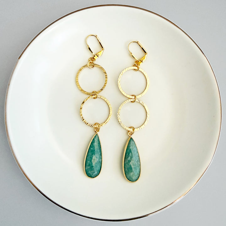 Amazonite Double Circle Dangle Earrings