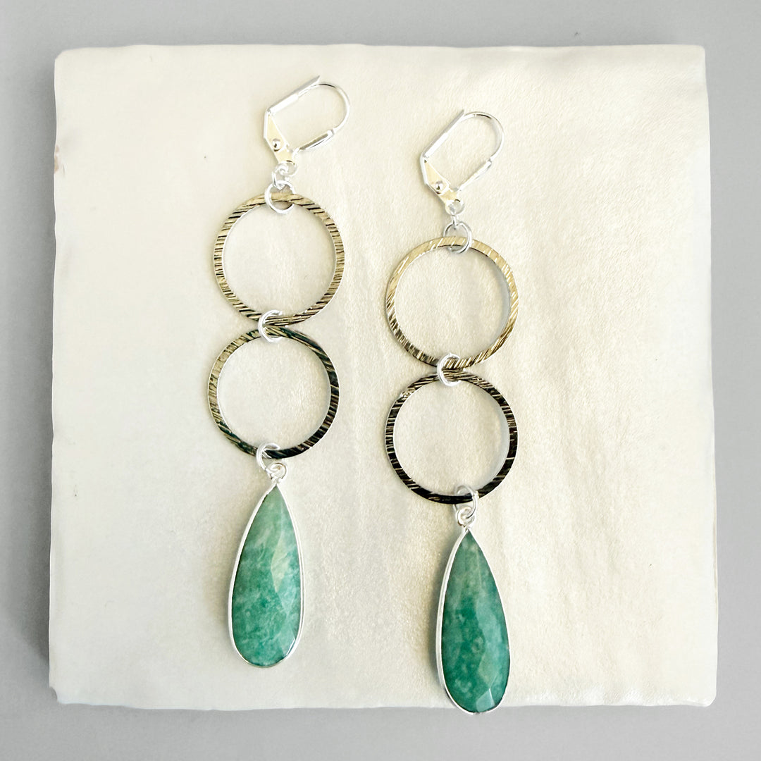 Amazonite Double Circle Dangle Earrings