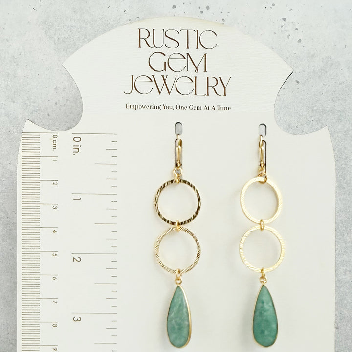 Amazonite Double Circle Dangle Earrings