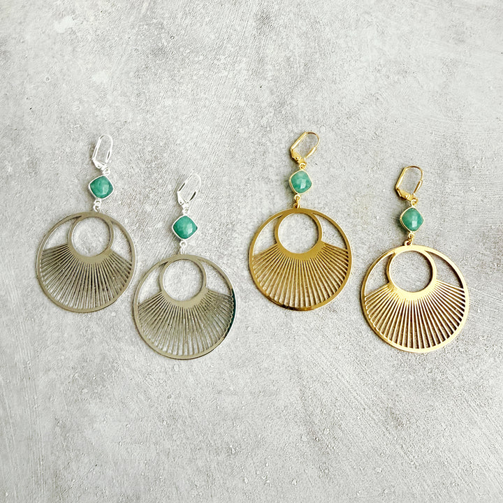 Amazonite Sunbeam Hoop Earrings