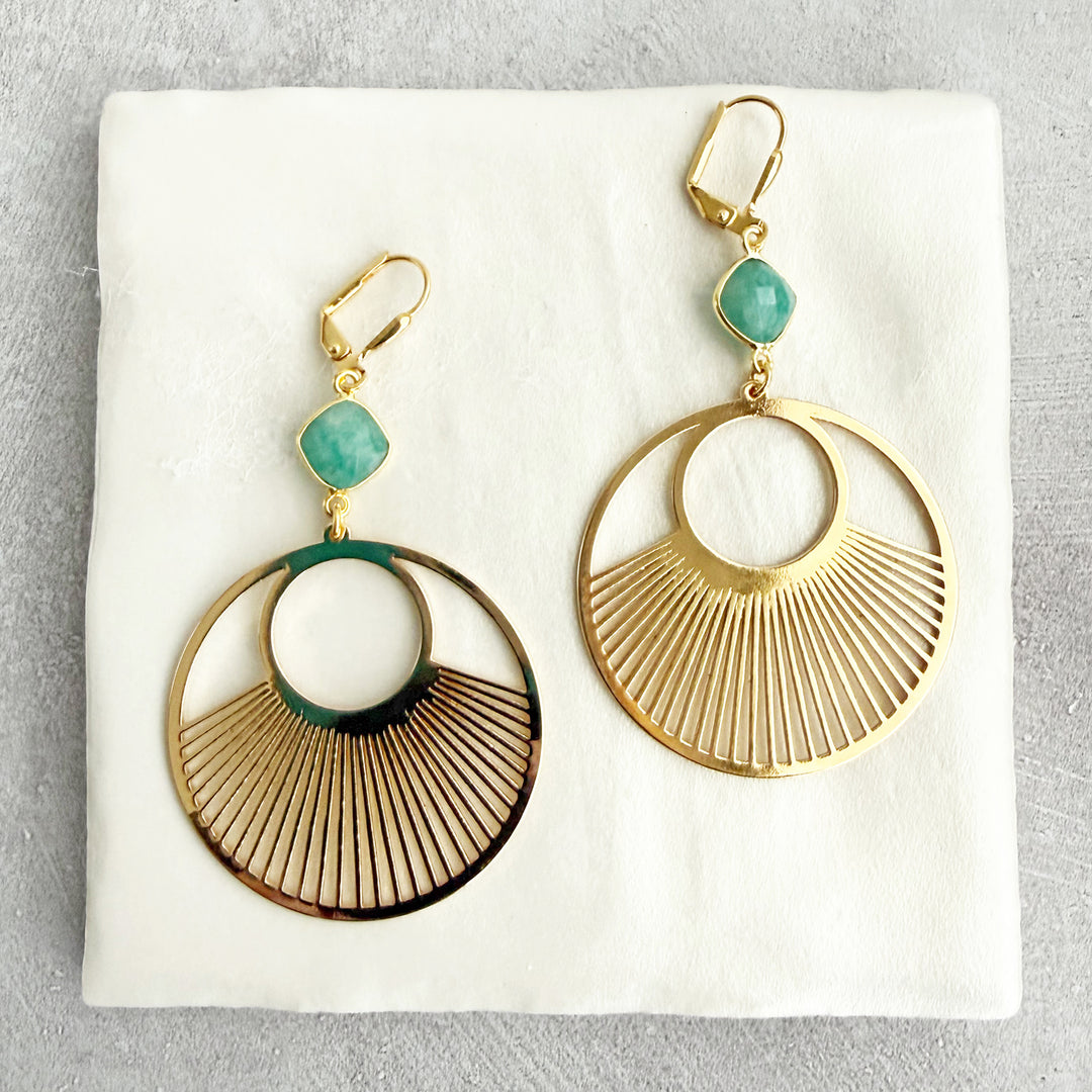 Amazonite Sunbeam Hoop Earrings